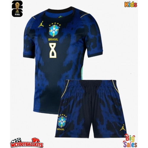 Brazil Bruno Guimaraes #8 Replica Away Stadium Kit for Kids World Cup 2026 Short Sleeve (+ pants)